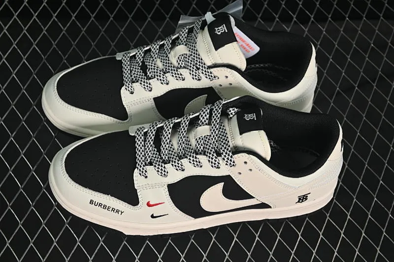All categories Nk SB Dunk Series Nk SB Dunk Low High-end customized low-top sneakers Nike SB Dunk Low Burberry co-branded white and black small double hook Anniversary high-end customized low-top casual sneakers CS5288-117
